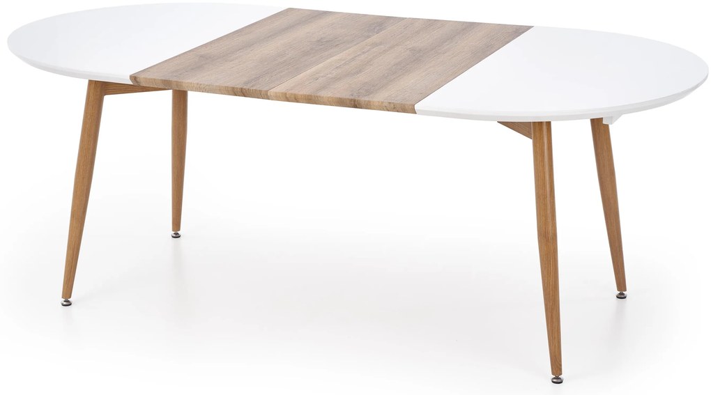EDWARD stół rozkładany 120-200/100/75 MDF dąb miodowy biały skandynawski 8-osobowy
