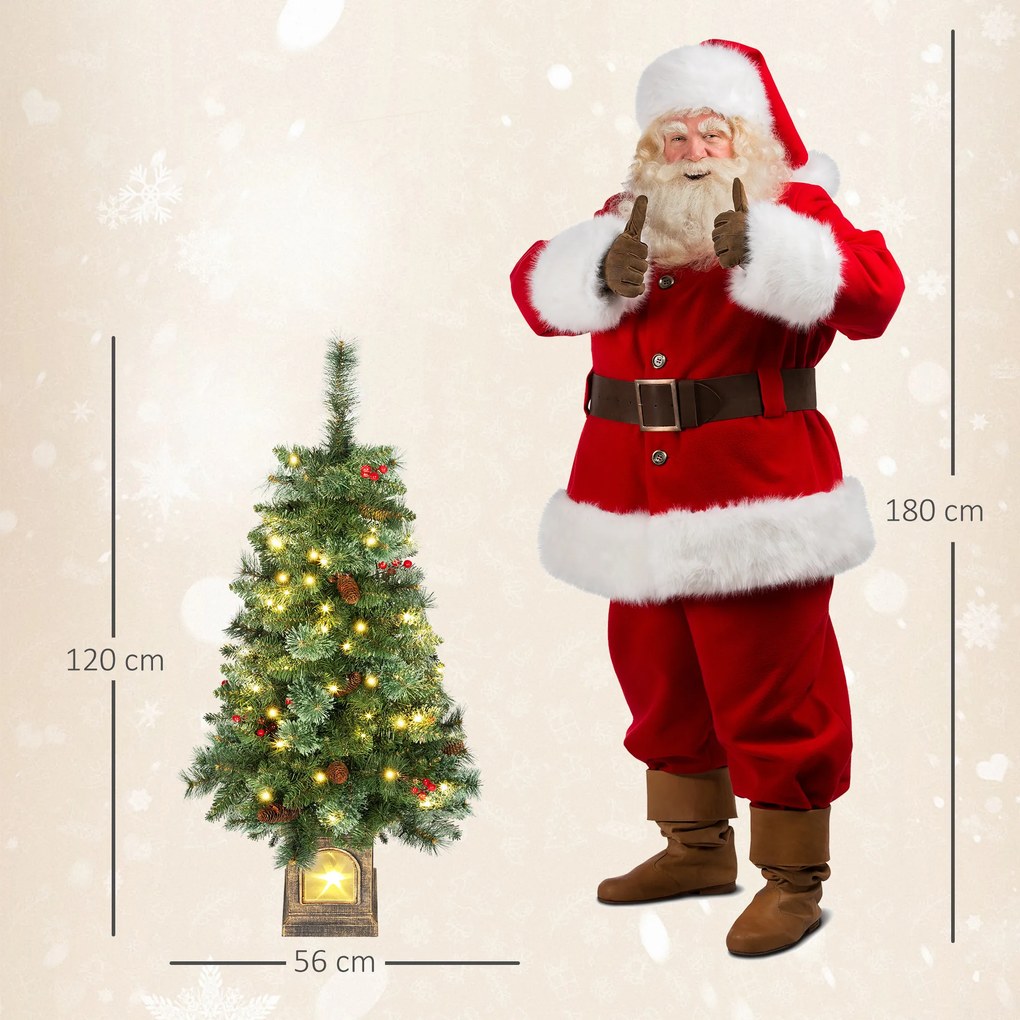 HOMCOM Sztuczna choinka 120 cm z 100 LED, 8 trybów, 214 gałązek | Aosom PL