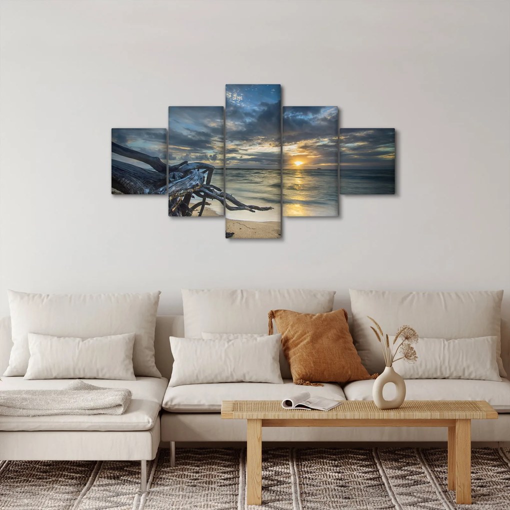 Obraz morza o zachodzie słońca (125x70 cm)