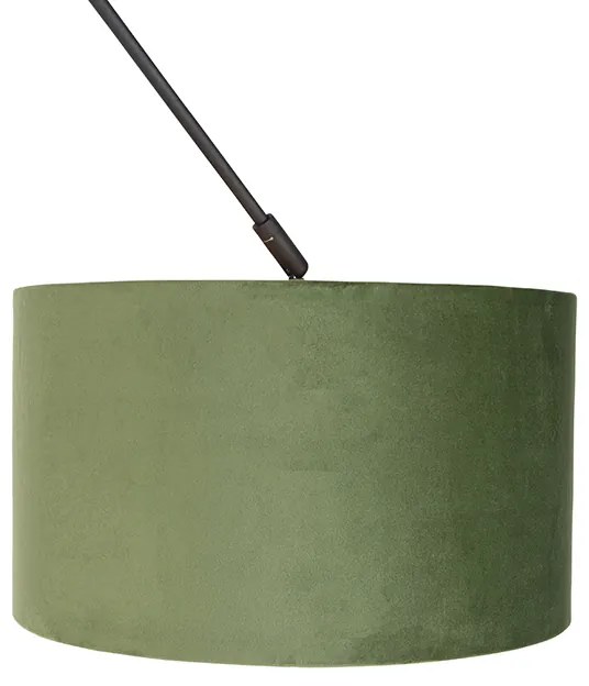 Lampa wisząca czarna z zielonym aksamitnym kloszem ze złotem 35 cm - BlitzWiejski/ Rustykalny / Vintage Oswietlenie wewnetrzne
