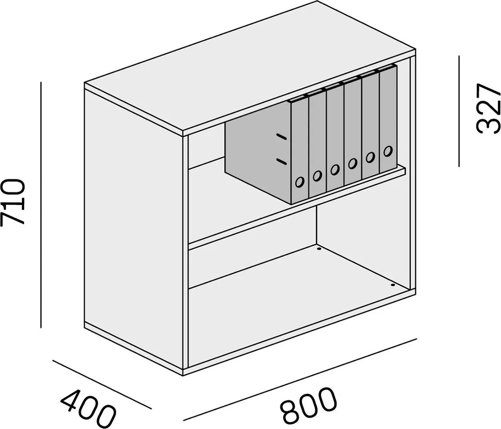 Regał biurowy BLOCK, 800 x 400 x 710 mm, biała