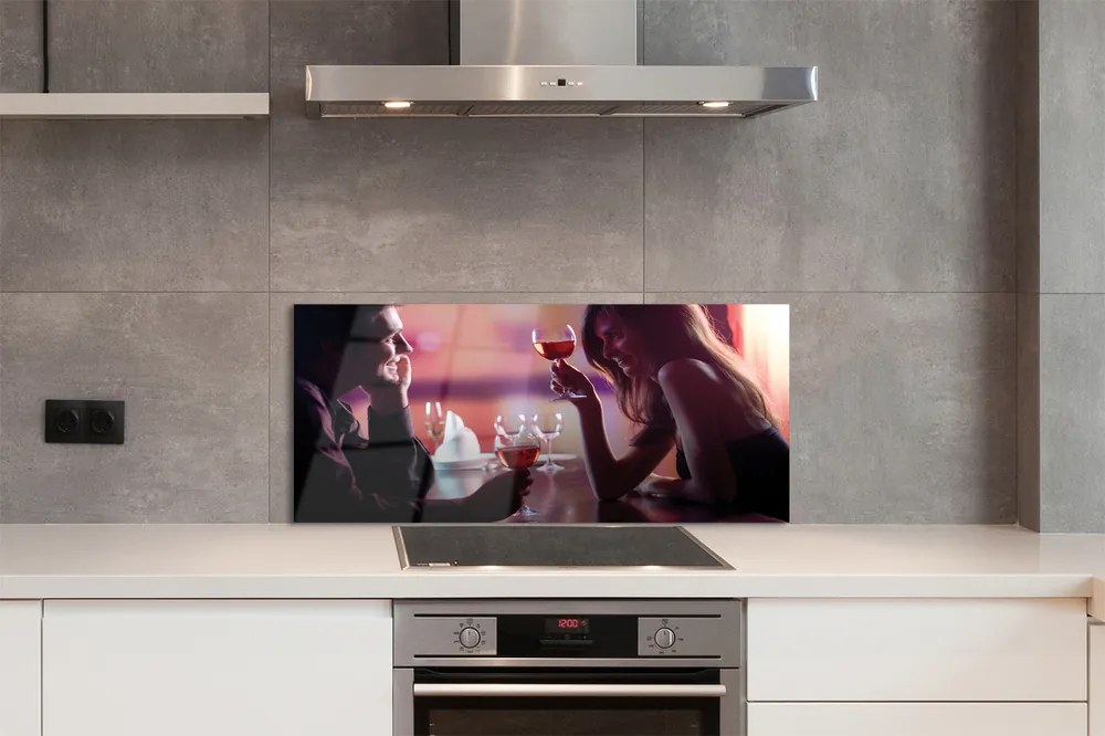 Panel szklany do Kuchni Ludzie z Kieliszkami