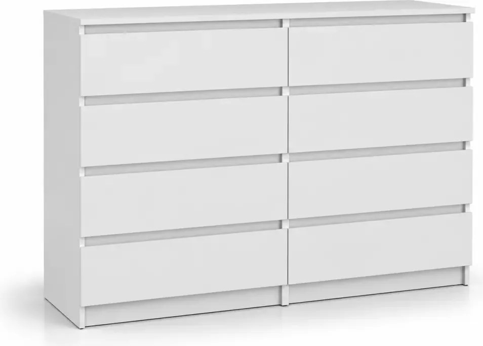Minimalistyczna komoda Malwa 120 z 8 szufladami bez uchwytów