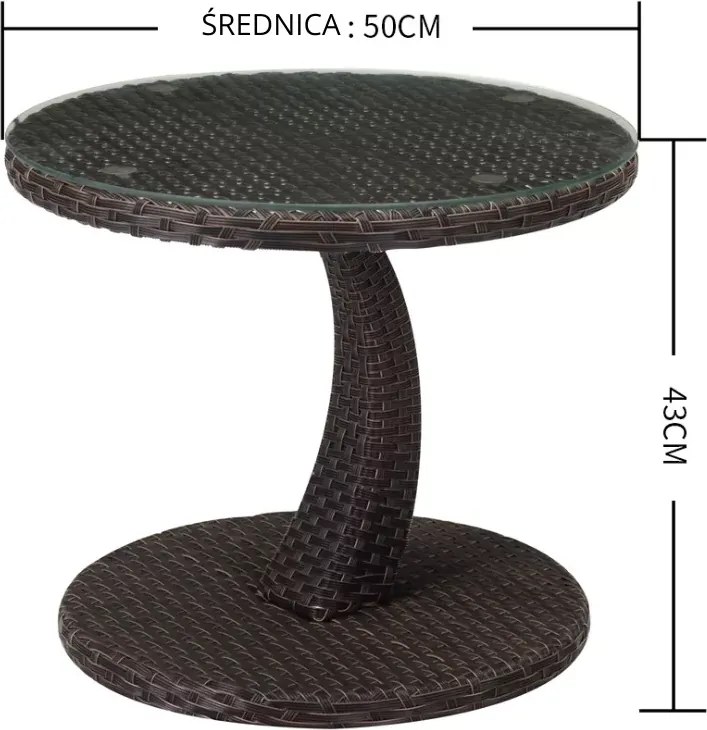 Stolik kawowy ogrodowy balkonowy Ertigo technorattan okrągły mały 50cm loft