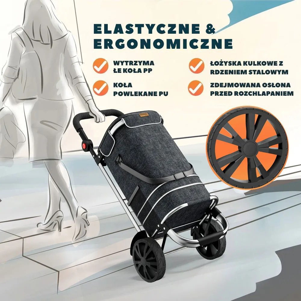 Torba na zakupy na kółkach EASY, 50l, czarna Jurhan