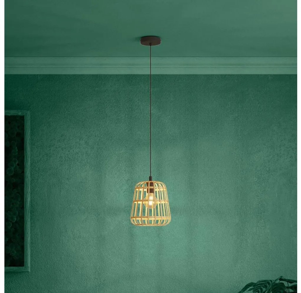 Eglo 390152 - Żyrandol na lince MONTEZUELO 1xE27/40W/230V śr. 24 cm bambus