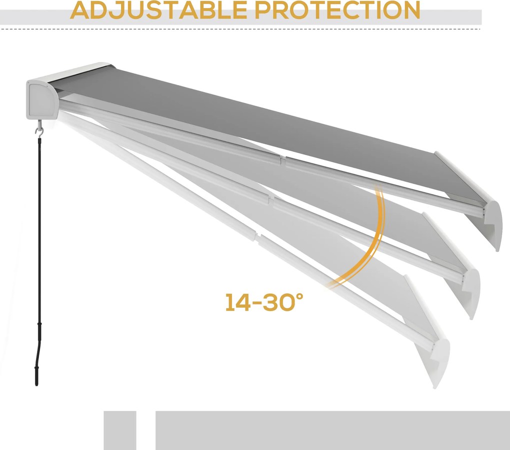 Outsunny Markiza, elektryczna/ręczna, w pełni kasetowa, pilot zdalnego sterowania, rama aluminiowa, 4 x 3 m, Jasnoszary