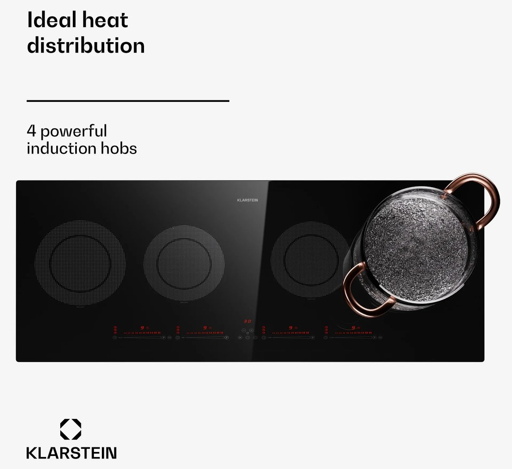 Klarstein Masterzone 90cm Płyta Indukcyjna 4 Strefy Gotowania Czarny