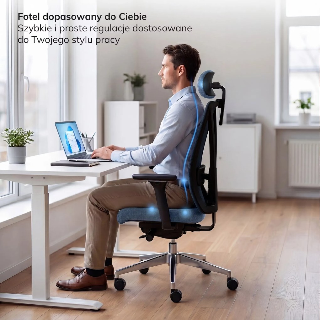 Fotel biurowy ergonomiczny ciemnoniebieski VECTOR