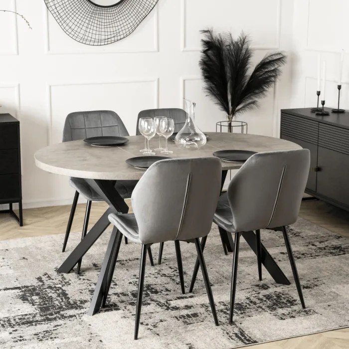 Stół Okrągły Rozkładany LUKAS 100-250 cm Beton Nowoczesny Loft