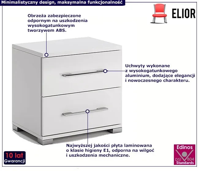 Biała szafka nocna z szufladami N6-B48