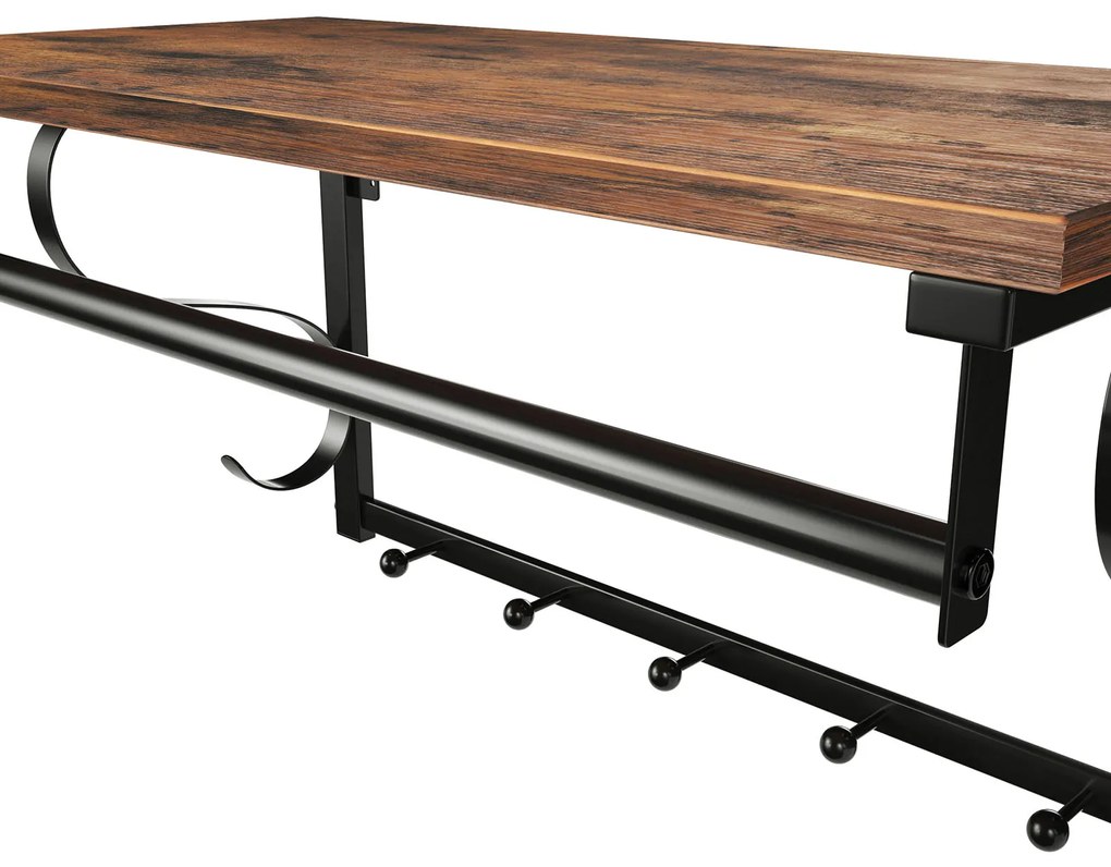 Wieszak ścienny HENRY, 60x30x32cm, czarna/brąz Vasagle