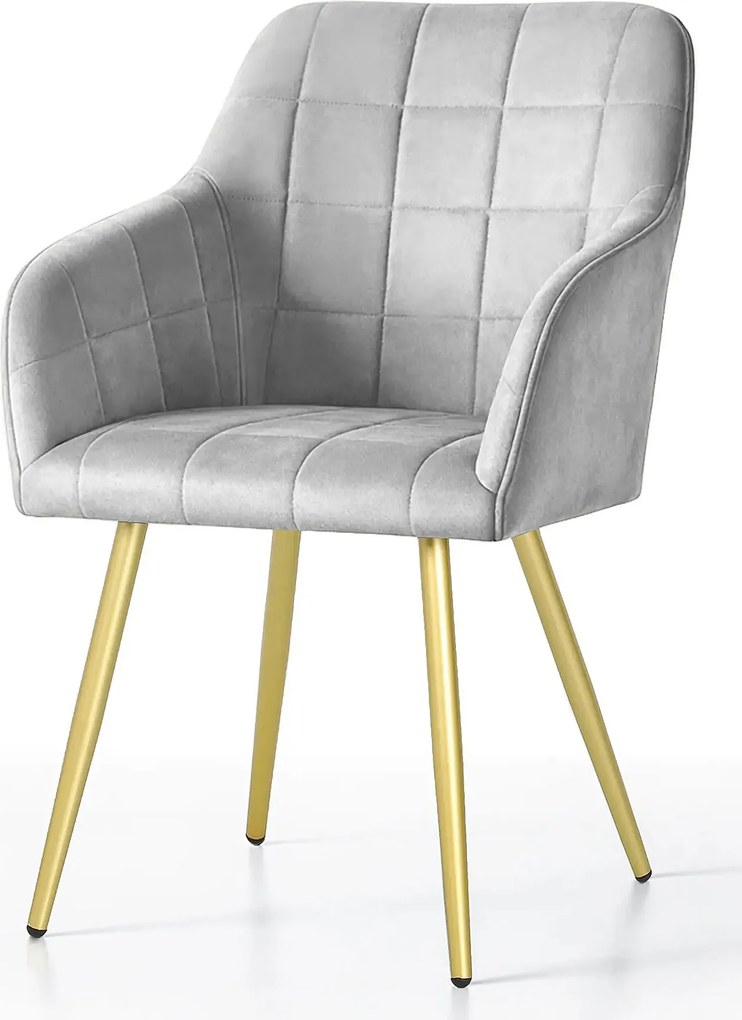 Zestaw 2 szarych krzeseł tapicerowanych welurem D8-P11