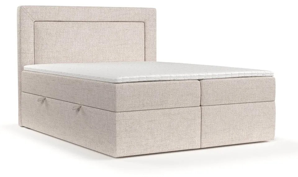 Beżowe łóżko boxspring ze schowkiem 160x200 cm Imagine – Maison de Rêve