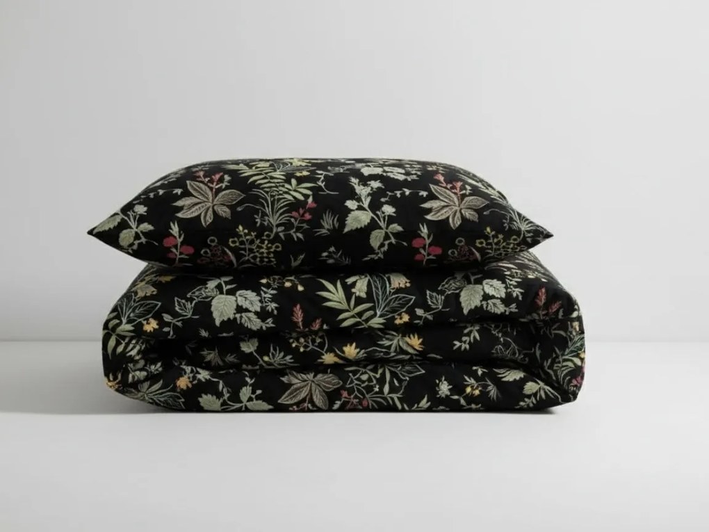 PrzytulneMieszkanie.pl PrzytulneMieszkanie.pl Pościel do łóżeczka z bawełny renforcé FLORWELLA czarna Rozmiar pościeli: 45 x 65 cm | 90 x 140 cm