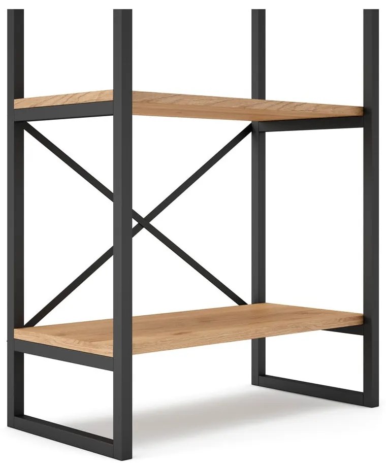 Czarno-naturalny regał w dekorze dębu 58x175 cm Dusan – Marckeric