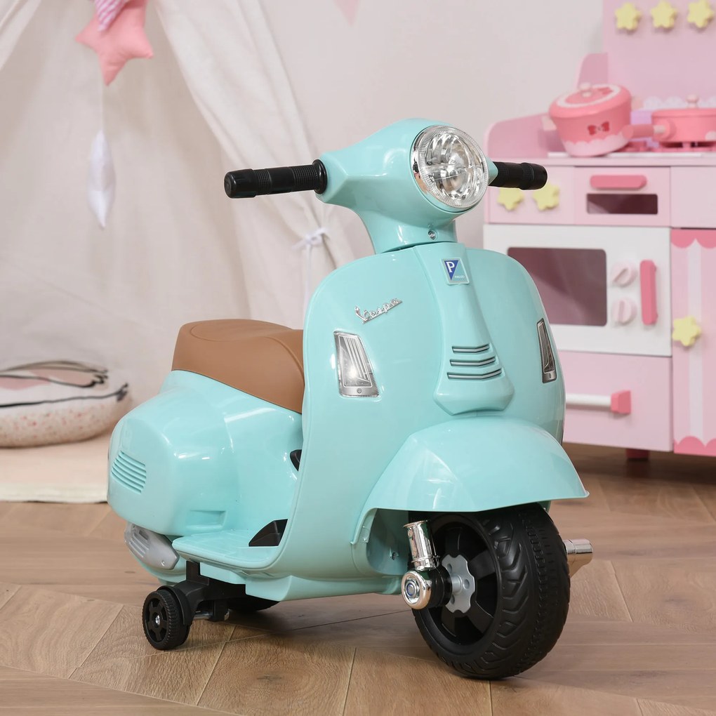VESPA Elektryczny Motocykl Dla Dzieci Pojazd Elektryczny 3-6 Lat Zielony Bezpieczna Przygoda | Aosom PL