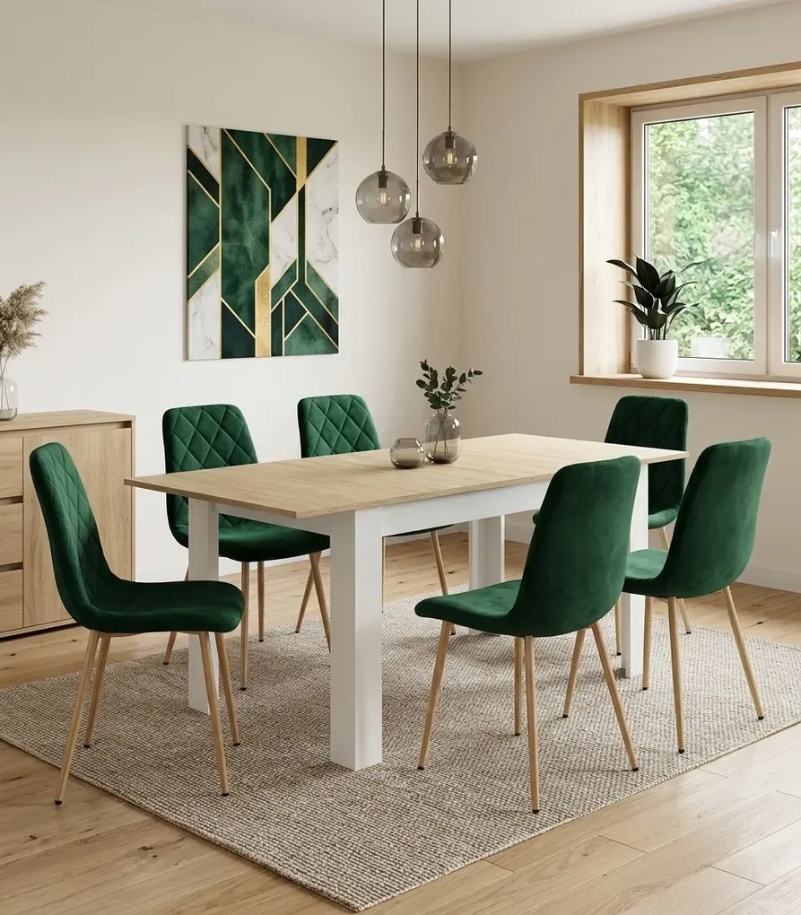 Stół rozkładany 120x80 dąb sonoma + biały P9-Z64