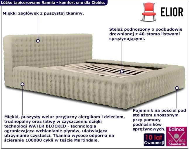 Szare łóżko pluszowe z zagłówkiem F2-K54