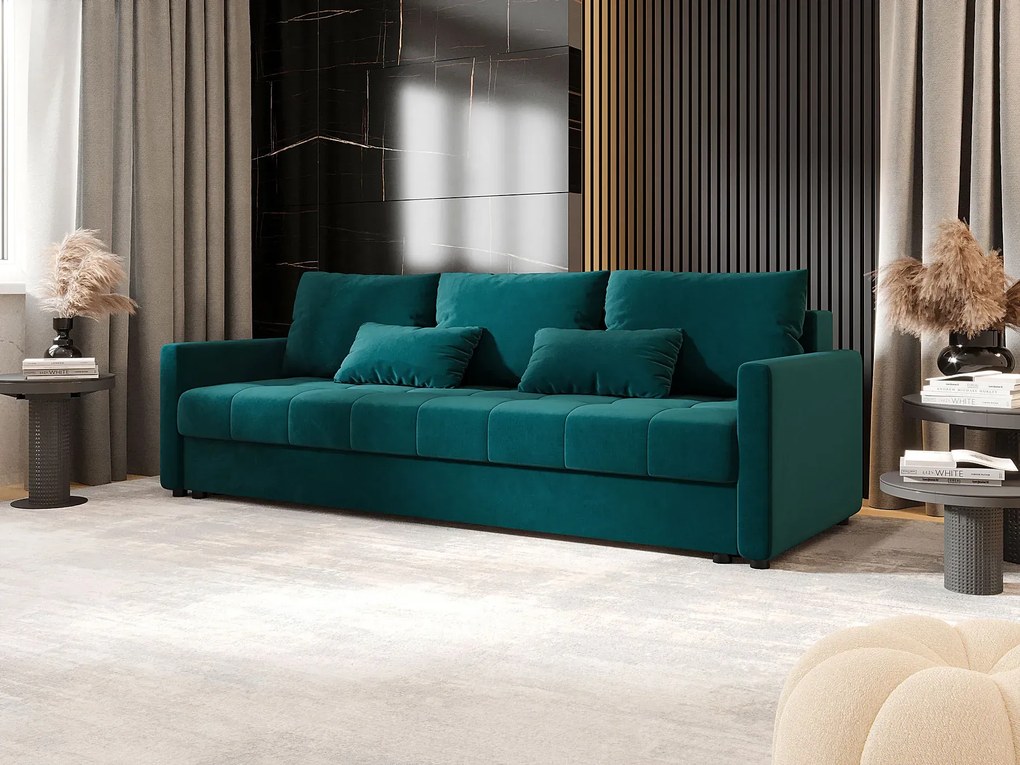 Welurowa rozkładana sofa w kolorze morskim A2-G05