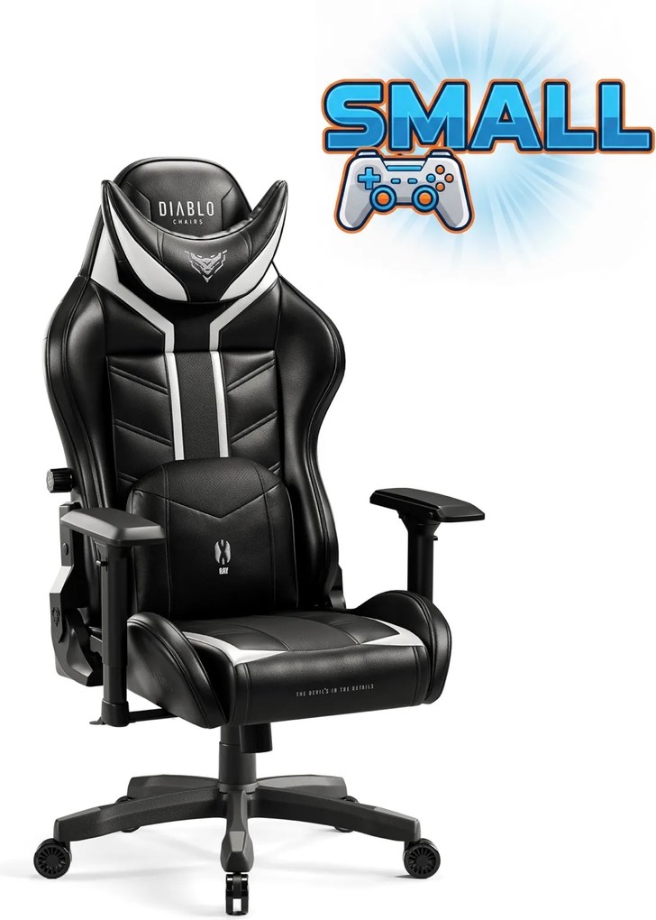 Krzesło dla gracza młodzieżowe Diablo X-Ray 2.0 Small Size, kolor czarno-biały