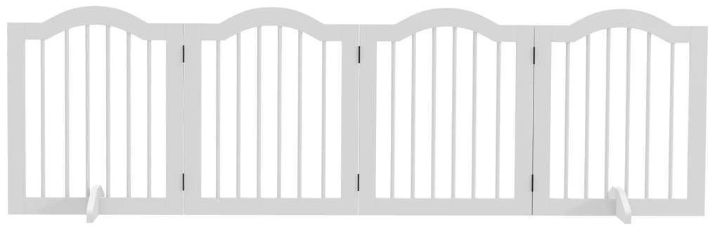 PawHut Składana bramka dla psów 4 panele zabezpieczające do schodów korytarzy i drzwi biała MDF drewno | Aosom PL