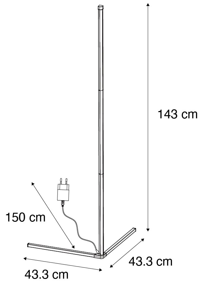 Lampa stojąca czarna w tym LED z RGB i pilotem - CarlaDesignerski Oswietlenie wewnetrzne