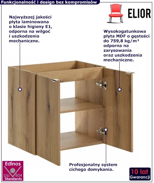 Szafka łazienkowa z otworem na umywalkę w kolorze dębu - Dafo 10X 60 cm