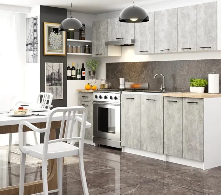 Wisząca szafka kuchenna do zabudowy w kolorze betonu A6-P61