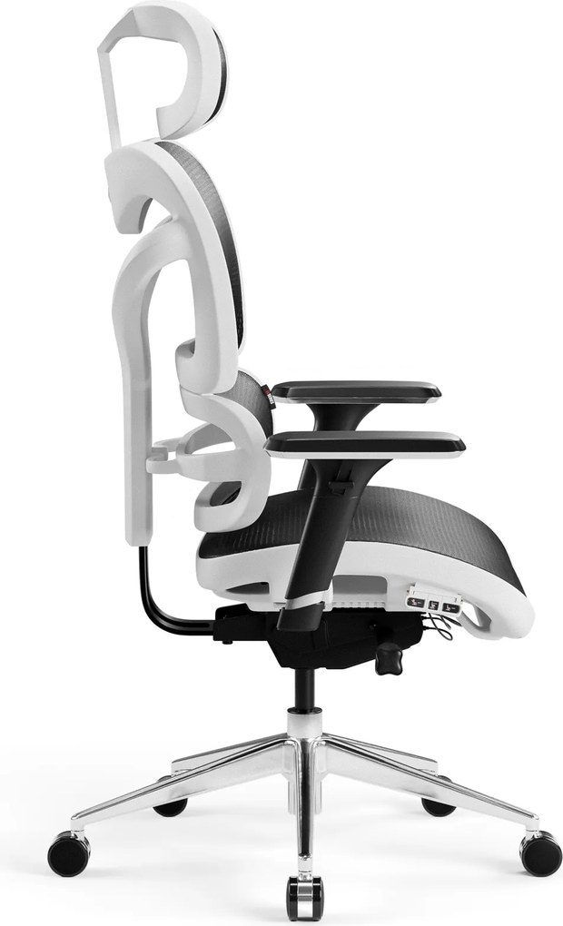 Krzesło biurowe Diablo V-Commander, zgodne z normą BHP, kolor biało-czarny