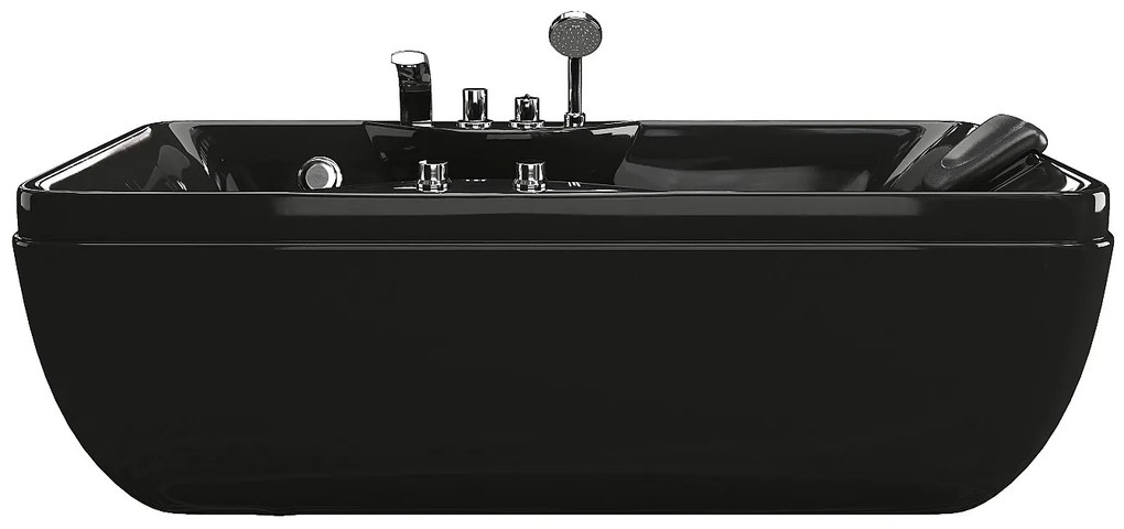 Wanna z hydromasażem czarna - 1 osobowa - 140 l - 150 x 75 x 54,5 cm - Lewostronna - GAVINO