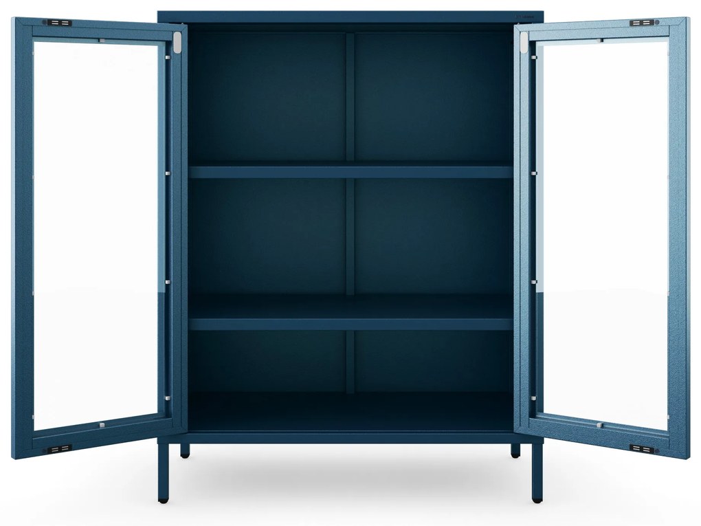 Witryna przeszklona niska granatowa: Modern GINA, 800 x 1015 x 400 mm