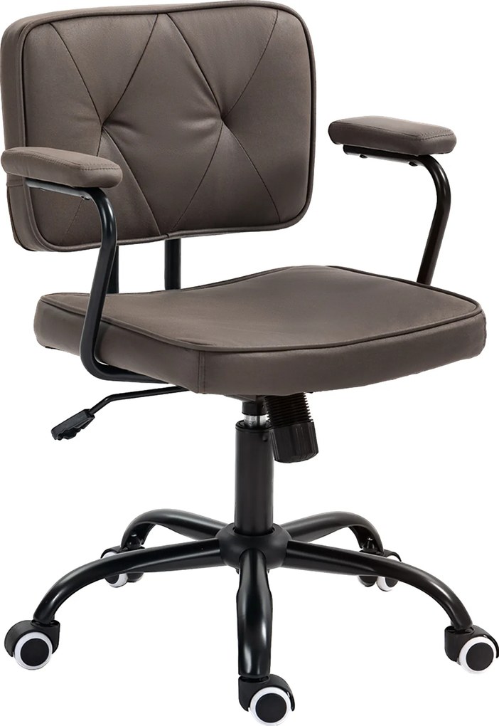Vinsetto Krzesło Biurowe Komputerowe Design Retro Pikowanie Guziki Eko Skóra Regulowalne Wysokością Kawa