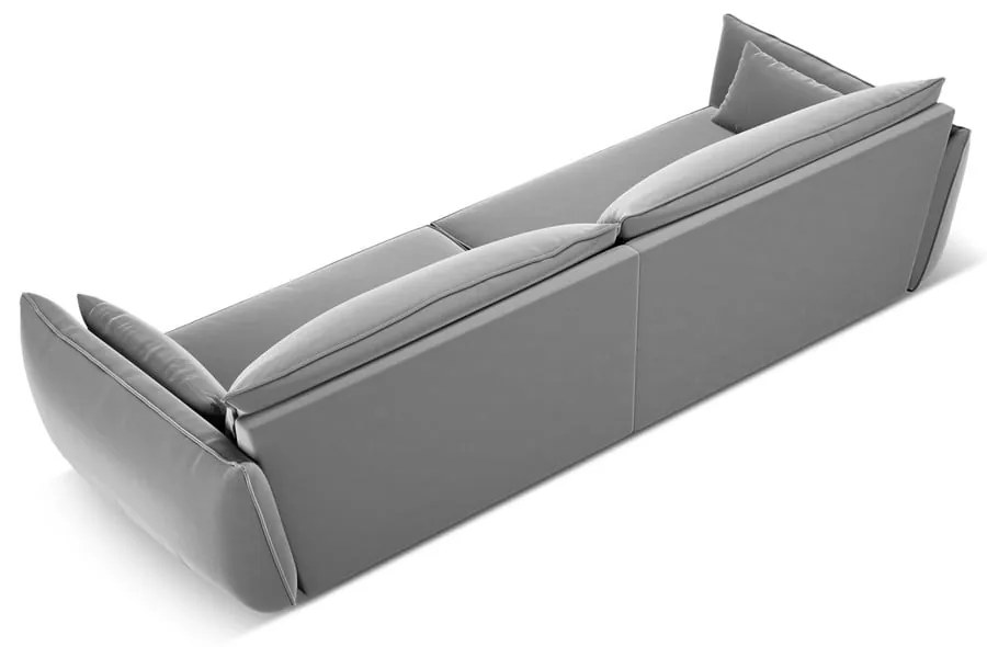 Jasnoszara aksamitna sofa 248 cm Vanda – Mazzini Sofas