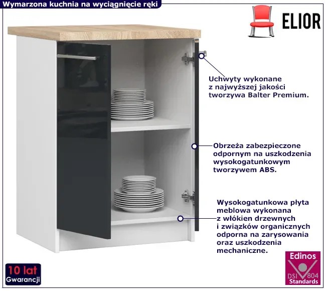Szafka kuchenna dolna z półkami w kolorze grafitowym - Poli 5X