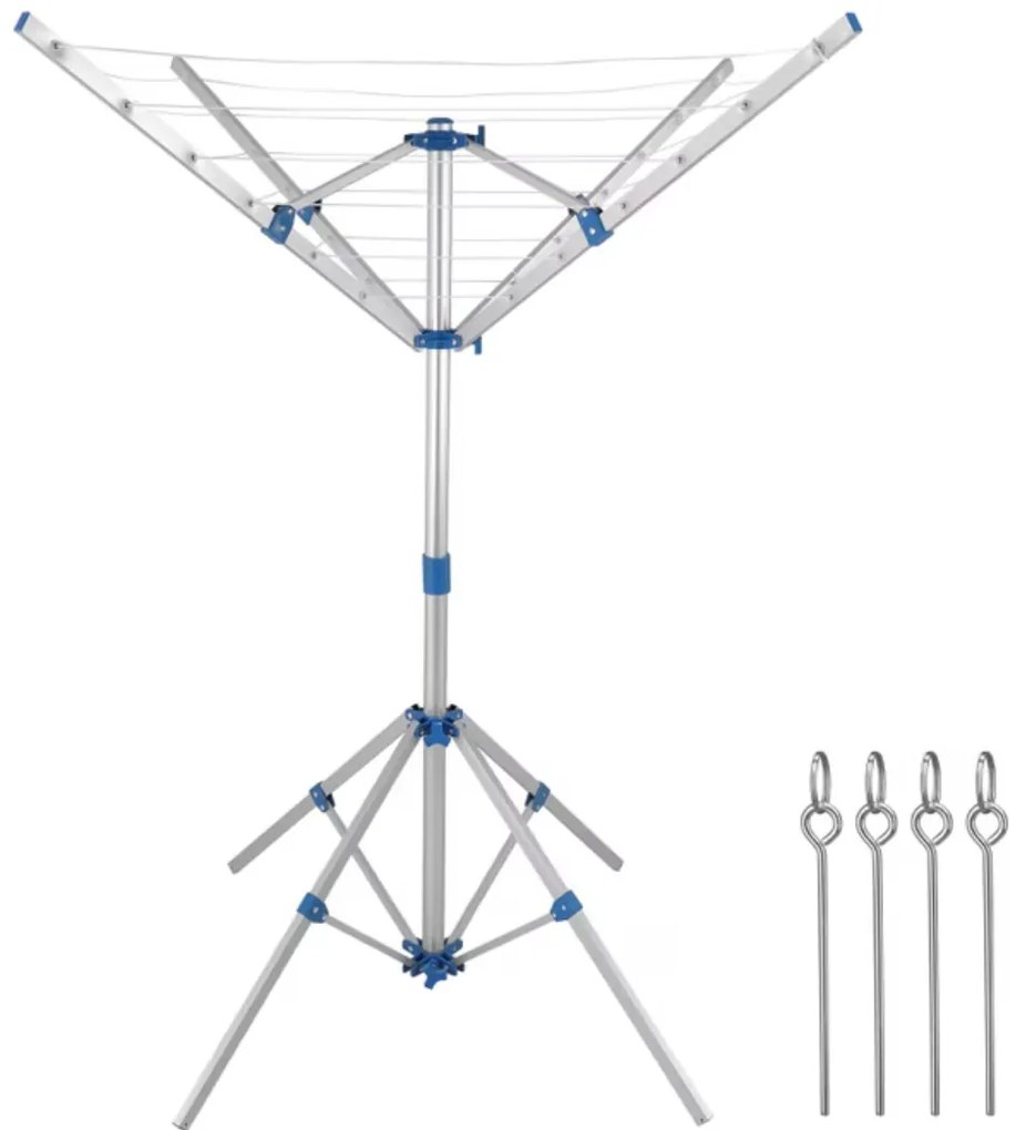 Stojak na pranie z aluminium FALCO, 103×168 cm, srebrny Monzana