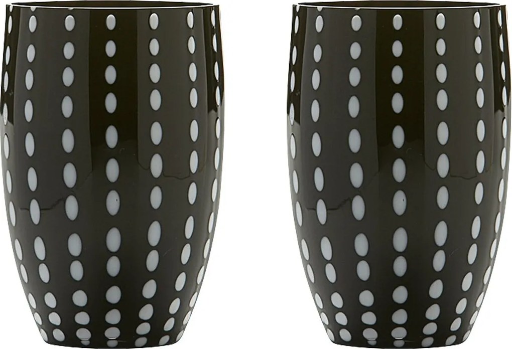 Zafferano Perle Black Glass – szkło kolorowe dmuchane ustami, 32 cl, ręcznie robione – zestaw 2 kieliszków do wody lub koktajli
