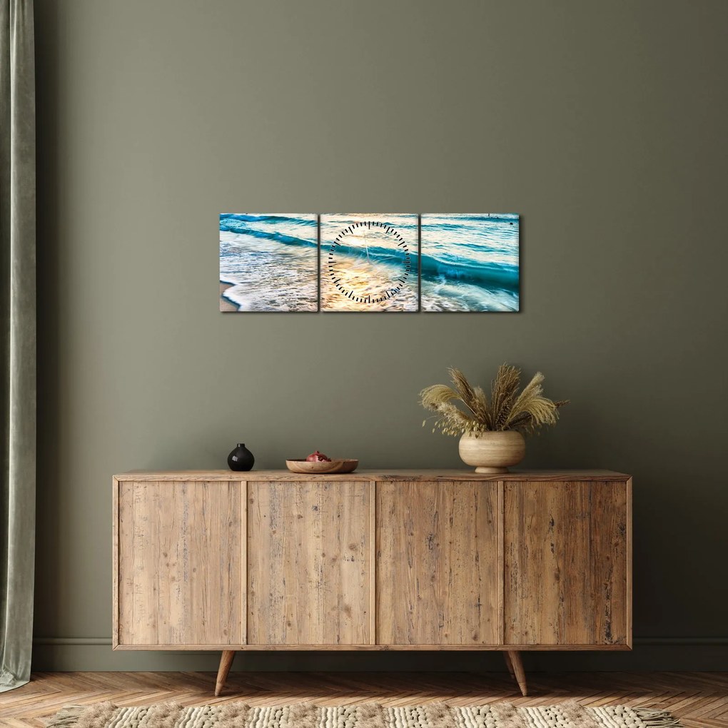 Obraz - Morze (z zegarem) (90x30 cm)
