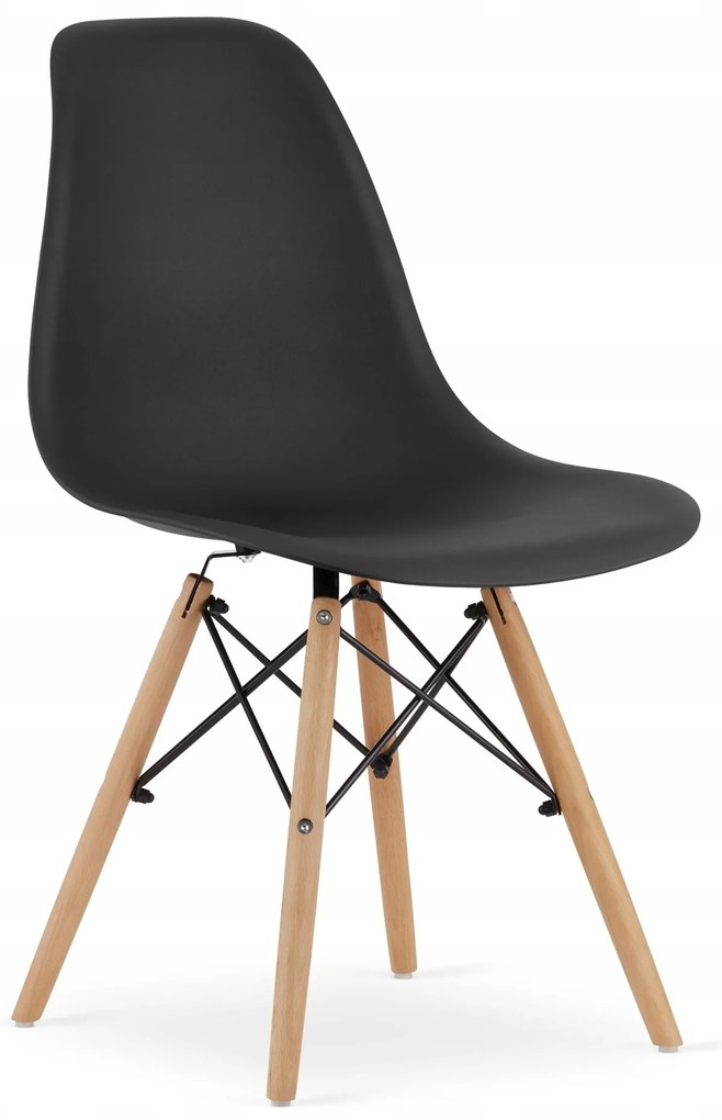 Zestaw stół z krzesłami: stół prostokątny TESSA 120x60 czarny/czarne + 4 krzesła OSAKA czarne/dąb