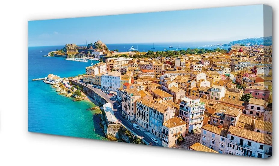 Obraz drukowany na płótnie Nadmorskie Miasteczko w Grecji