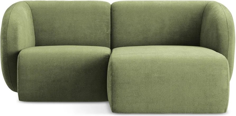 Zielony narożnik z tkaniny szenilowej (prawostronny/z szezlongiem) Lani – Makamii