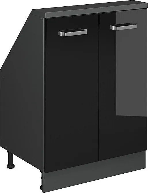 Szafka kuchenna na dach skośny czarny wysoki połysk 60x46x81.6 r-line