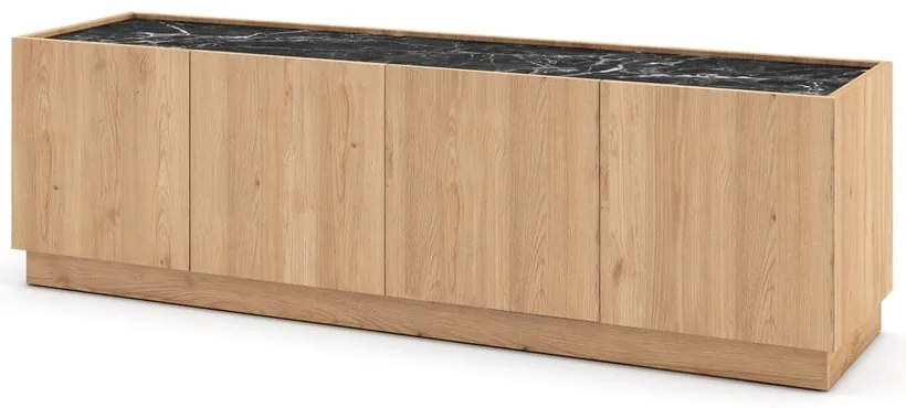 Czarno-naturalna szafka pod TV w dekorze dębu 160x48 cm Dione – Marckeric