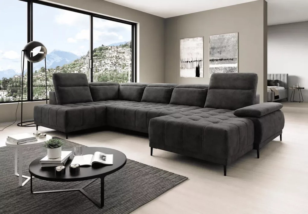 Nowoczesny narożnik Focus XL z elektrycznym siedziskiem i funkcją relax
