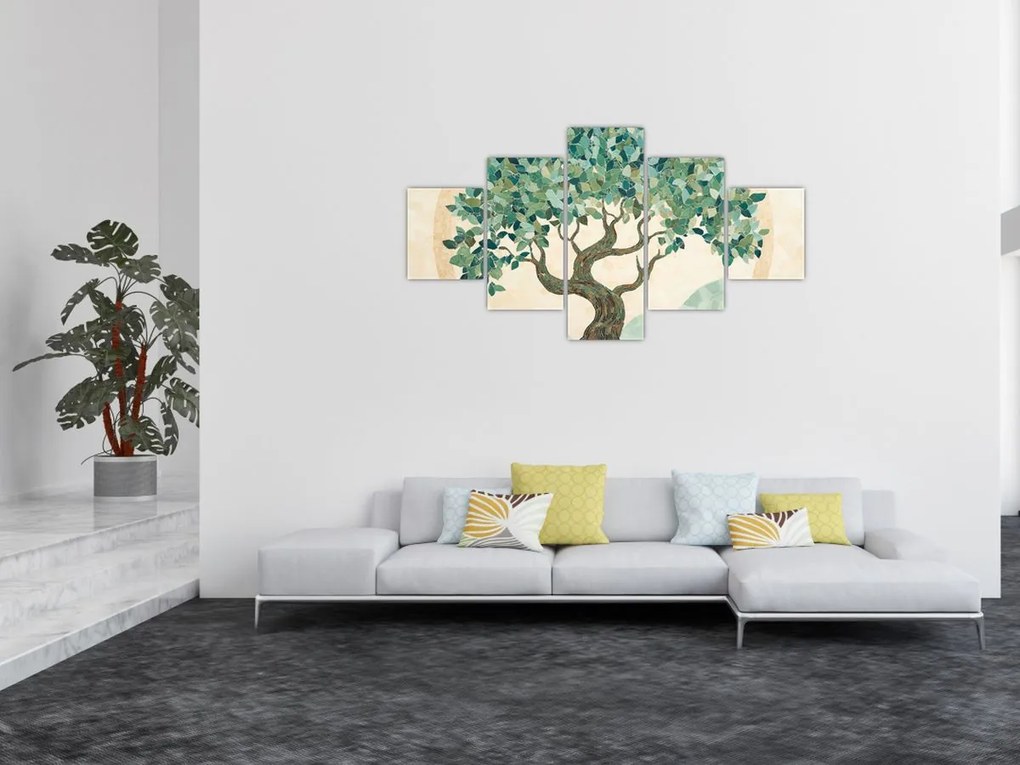 Obraz – Elegancka mozaika z drzewem (125x70 cm)