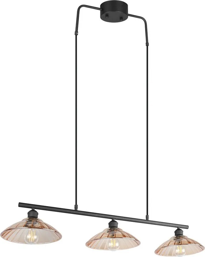 Czarno-bursztynowa metalowa lampa wisząca ze szklanym kloszem Eluna – Reality