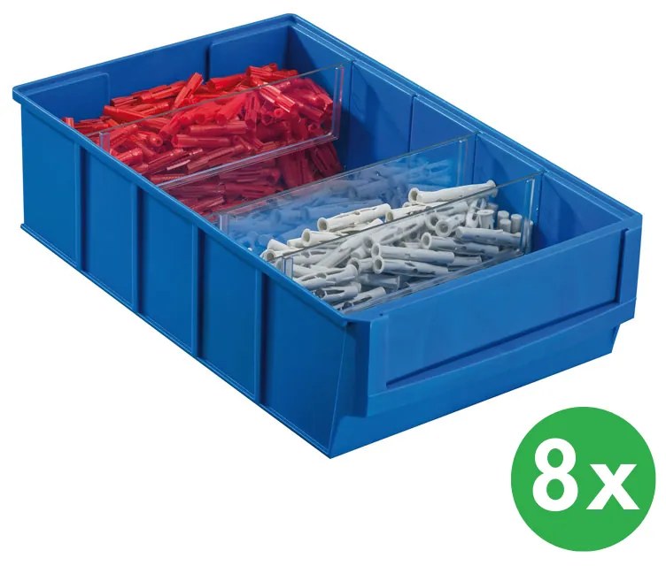 Allit Plastikowy pojemnik do regału ShelfBox typ D - 183 x 300 x 81 mm, 8 szt., niebieski