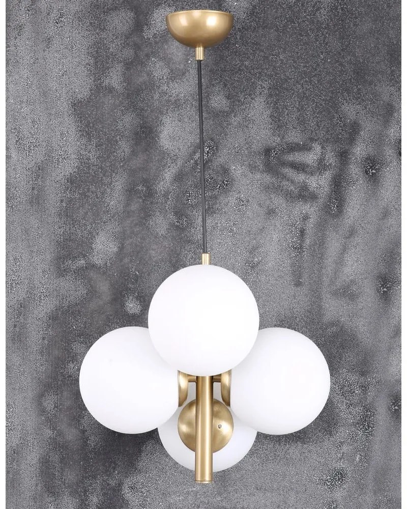 Lampa wisząca w biało-złotym kolorze ze szklanym kloszem ø 15 cm Forte – Squid Lighting