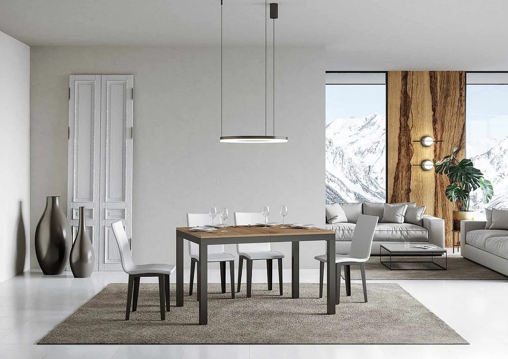 Stół rozkładany 120/224x90 cm Everyday Evolution dąb naturalny rama i nogi antracytowe