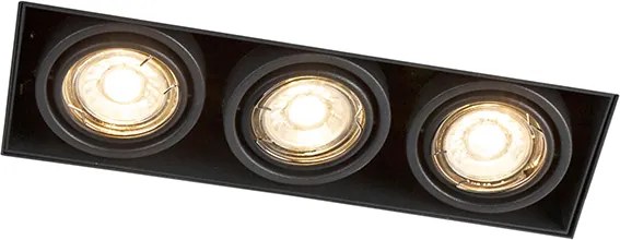 Nowoczesny inteligentny reflektor wpuszczany czarny bezramkowy z 3 GU10 Wifi - Oneon 3